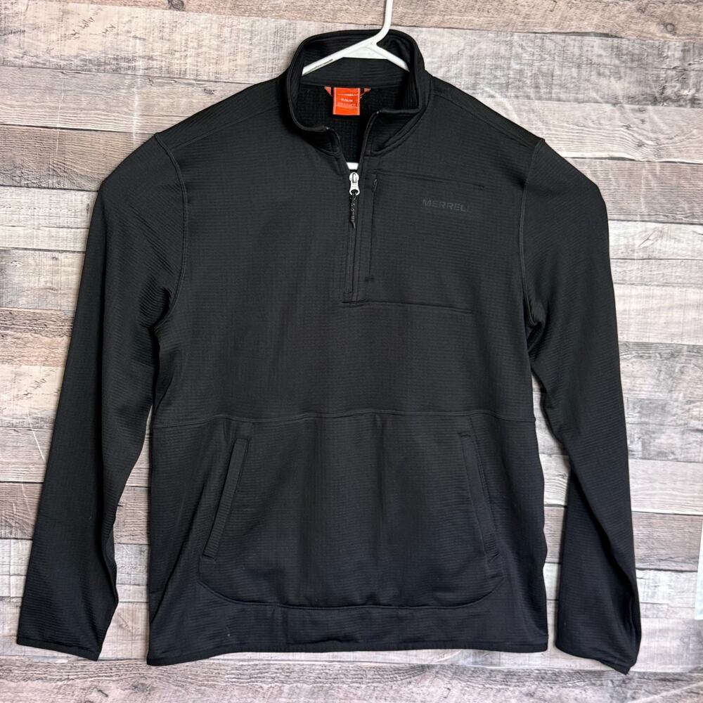 Merrell 1/4 Zip Fleece Pullover Hiking Shirt Mens Medium Black Outdoors